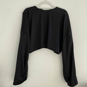 Silk black long-sleeve blouse